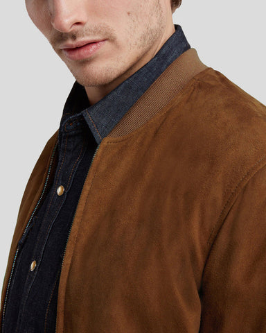 New Men Dillon Tan Suede Leather Jacket
